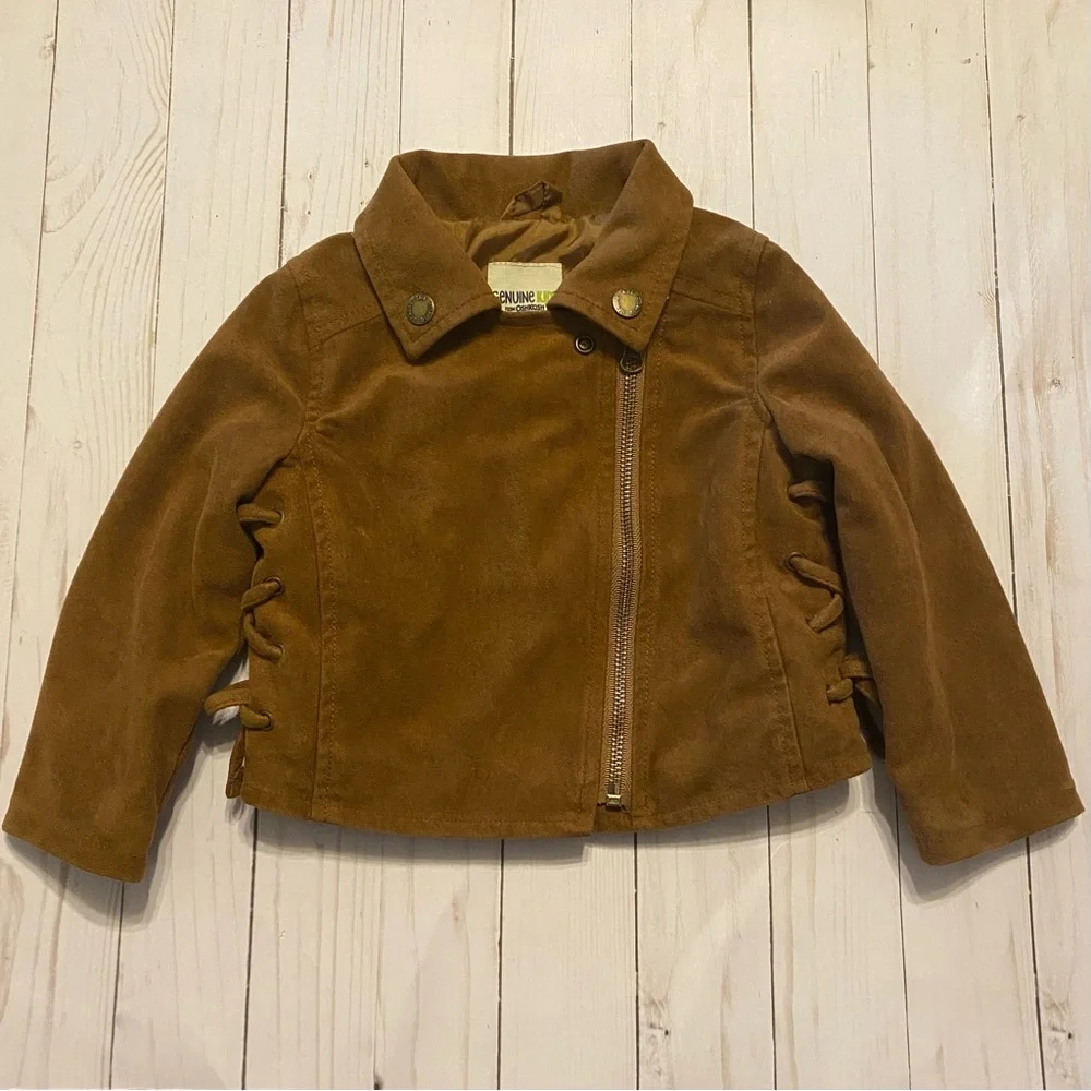 Kids OSHKOSH 2T Brown Suede Biker Style Jacket